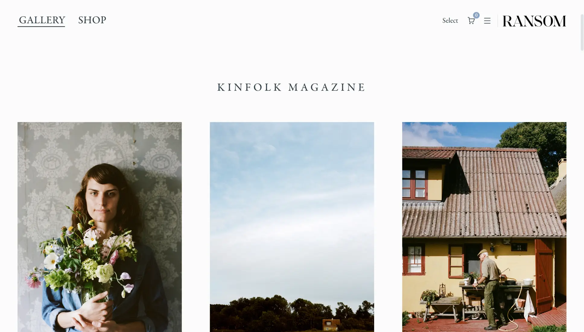 Pic-time gallery theme with serif type and a light three-column photo grid